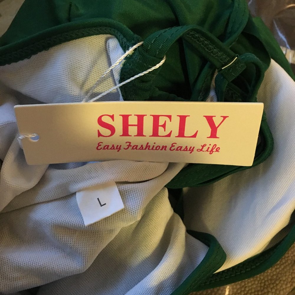 SHELY One Piece Deep V-Neck Ruffled Back Crossover Swimsuit NEW WITH TAG! - Picture 10 of 12